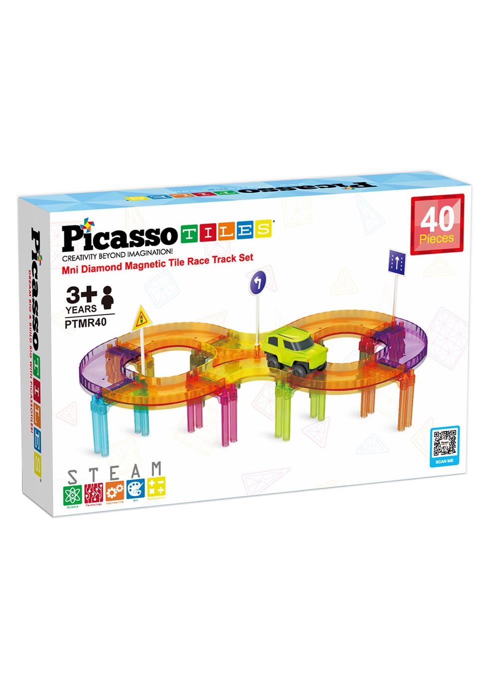 Picasso Tiles Mini Diamond Magnetic Tile Race Track Set; image 1 of 4