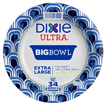 Dixie Ultra Compostable 34 oz Paper Bowls, 34 ct