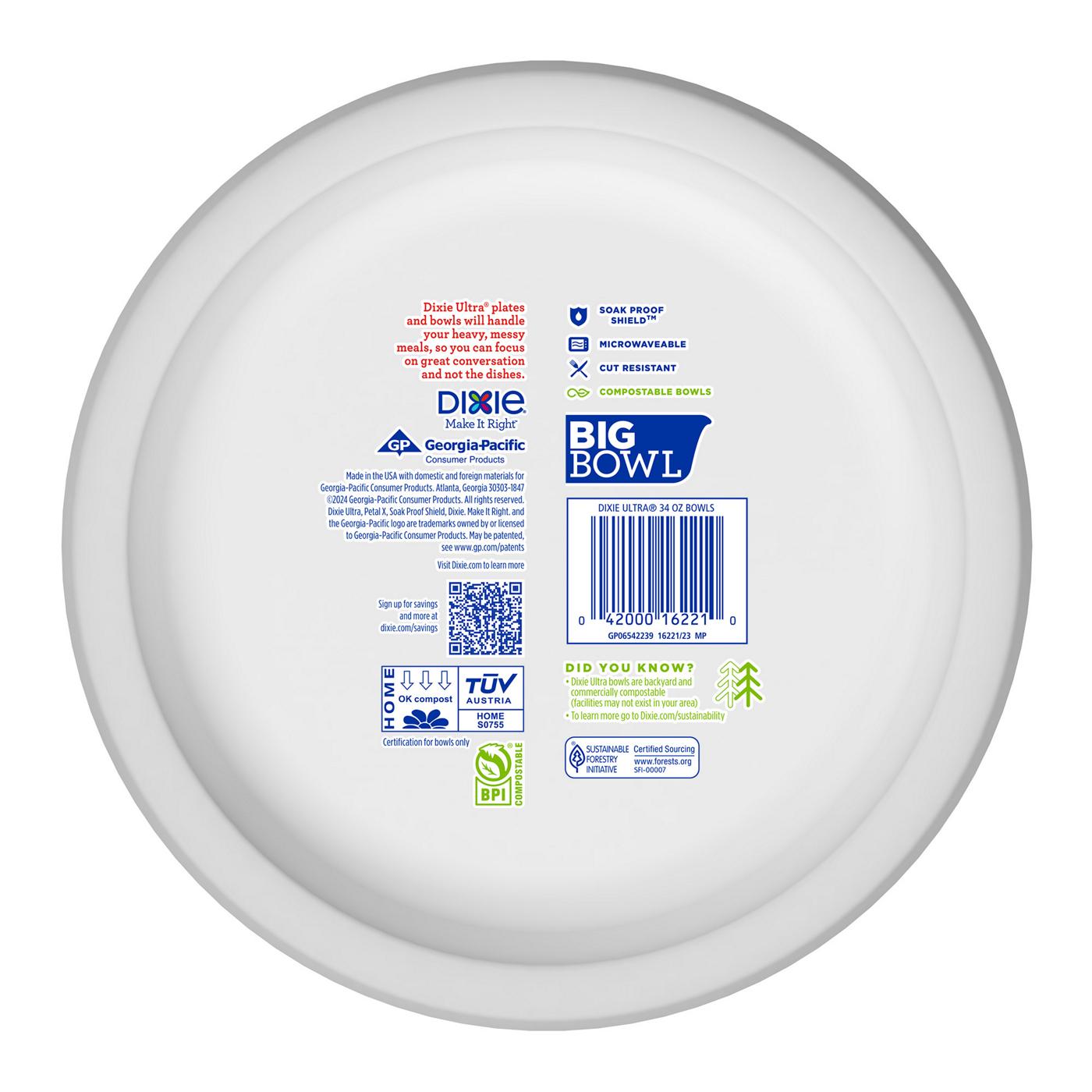 Dixie Ultra Compostable 34 oz Paper Bowls; image 2 of 7