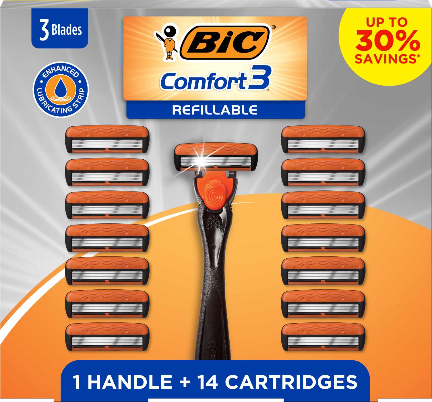 BIC Comfort 3 Refillable Razor & 14 Cartridges Gift Set; image 1 of 2