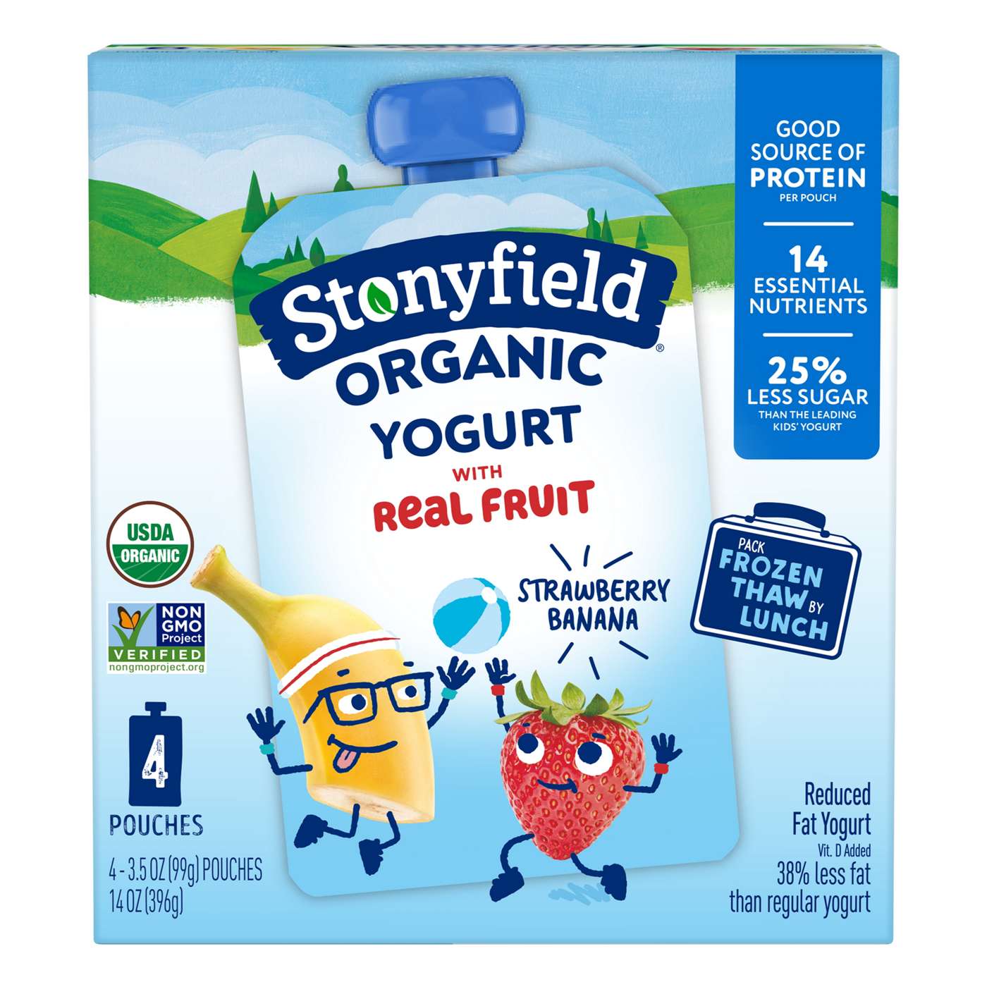 Stonyfield Organic Low Fat Yogurt Pouches - Strawberry Banana; image 1 of 2