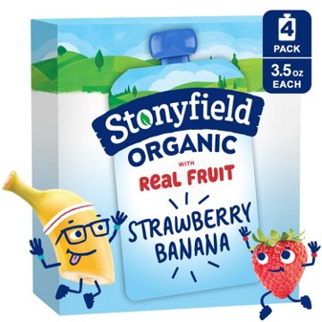 Stonyfield Organic Low Fat Yogurt Pouches - Strawberry Banana