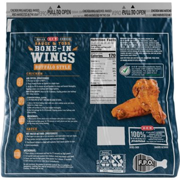 H-E-B Frozen Fully Cooked Bone-In Wings - Buffalo Style, 32 oz