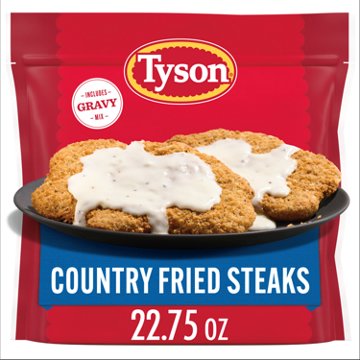 Tyson Frozen Country Fried Steaks with Gravy Mix, 22.75 oz