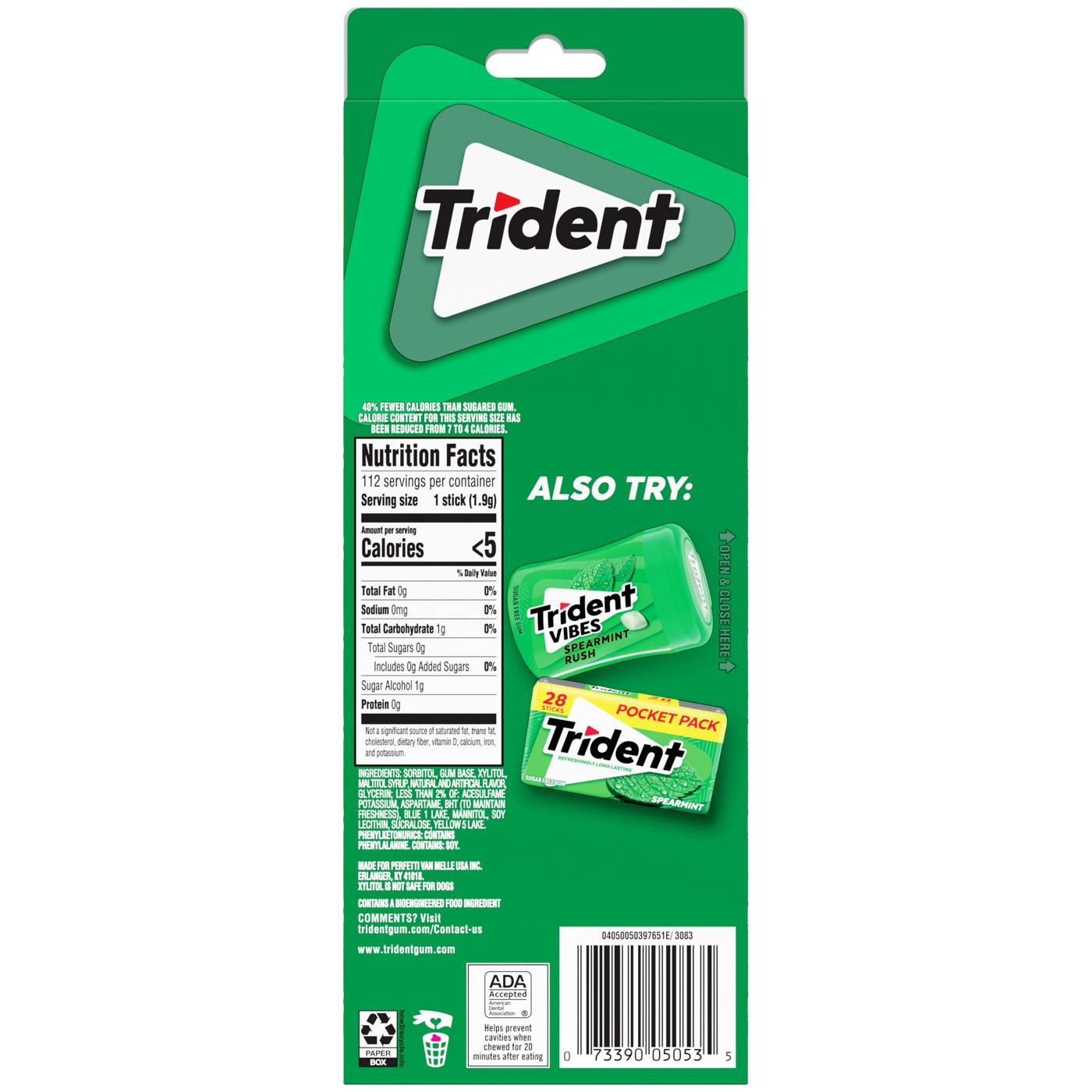 Trident Spearmint Sugar Free Gum; image 2 of 2