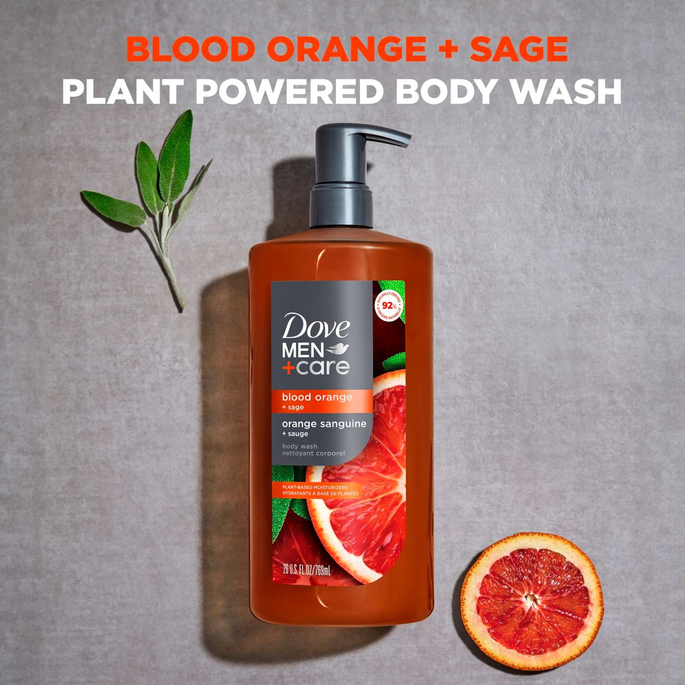 Dove Men+Care Plant-Based Moisturizing Face & Body Wash - Blood Orange & Sage; image 3 of 6
