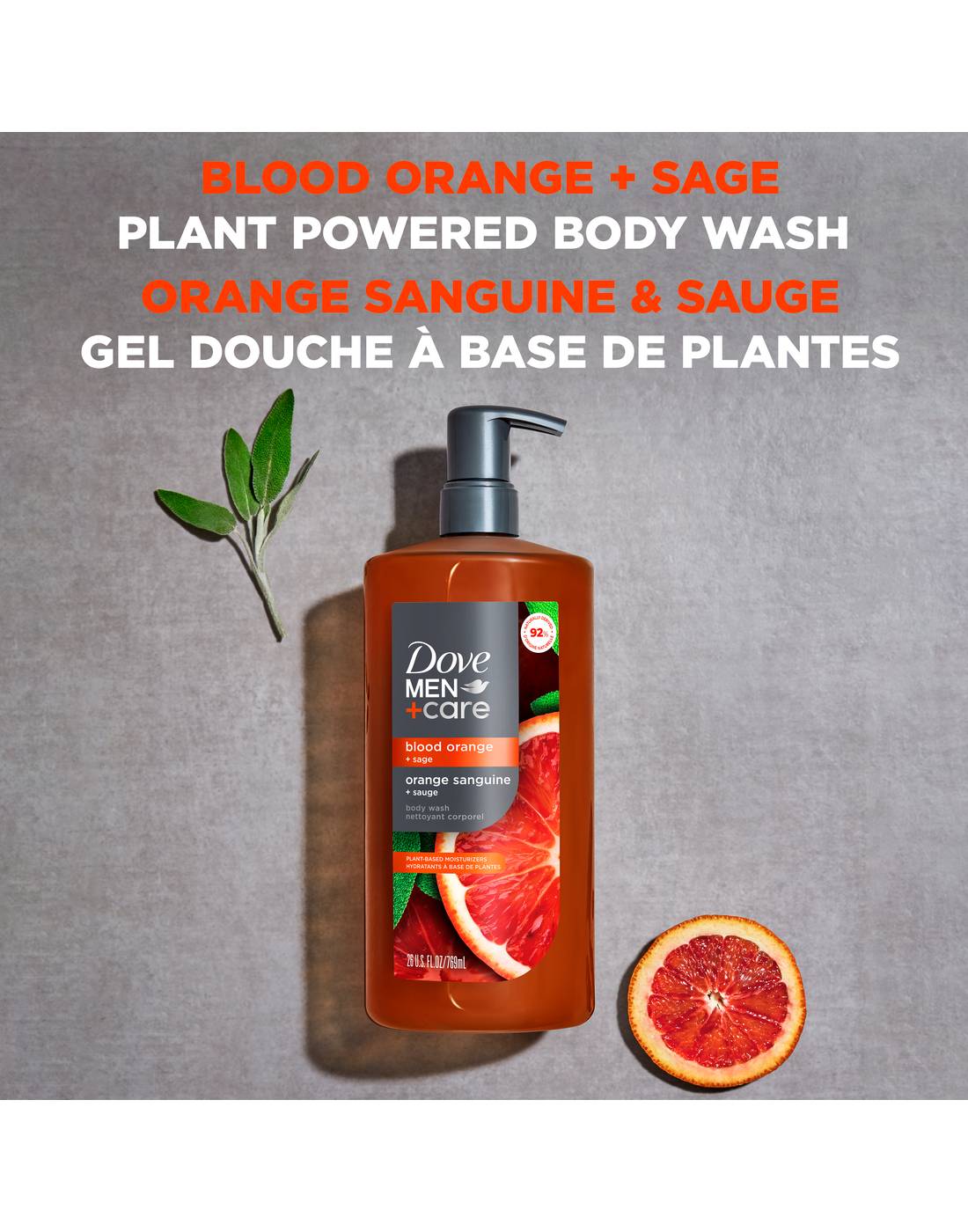 Dove Men+Care Plant-Based Moisturizing Face & Body Wash - Blood Orange & Sage; image 4 of 6