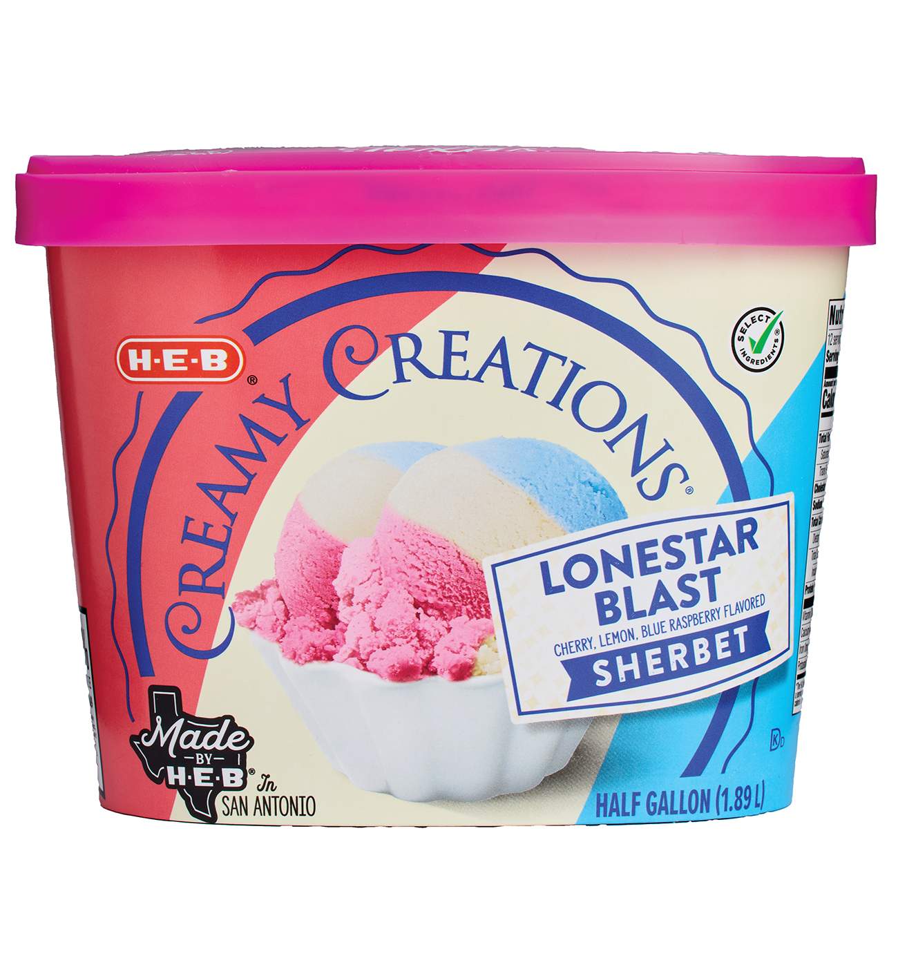 H-E-B Creamy Creations Lonestar Blast Sherbet; image 1 of 4