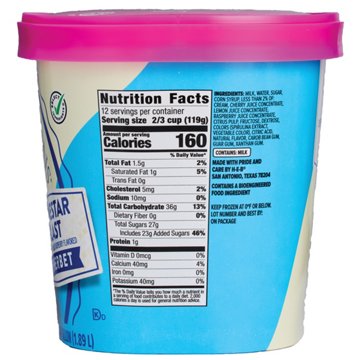 H-E-B Creamy Creations Lonestar Blast Sherbet, 1/2 gal