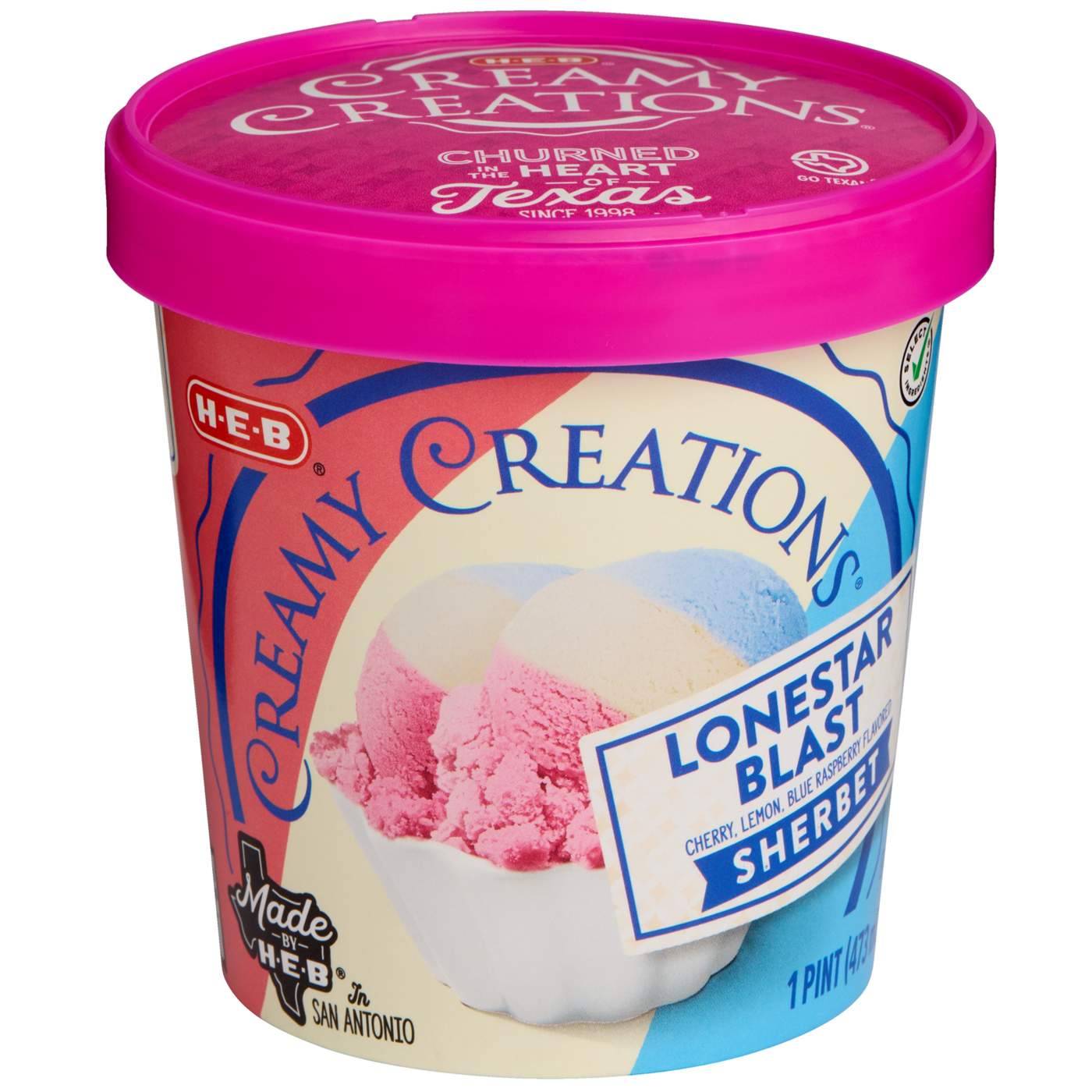 H-E-B Creamy Creations Lonestar Blast Sherbet; image 1 of 3