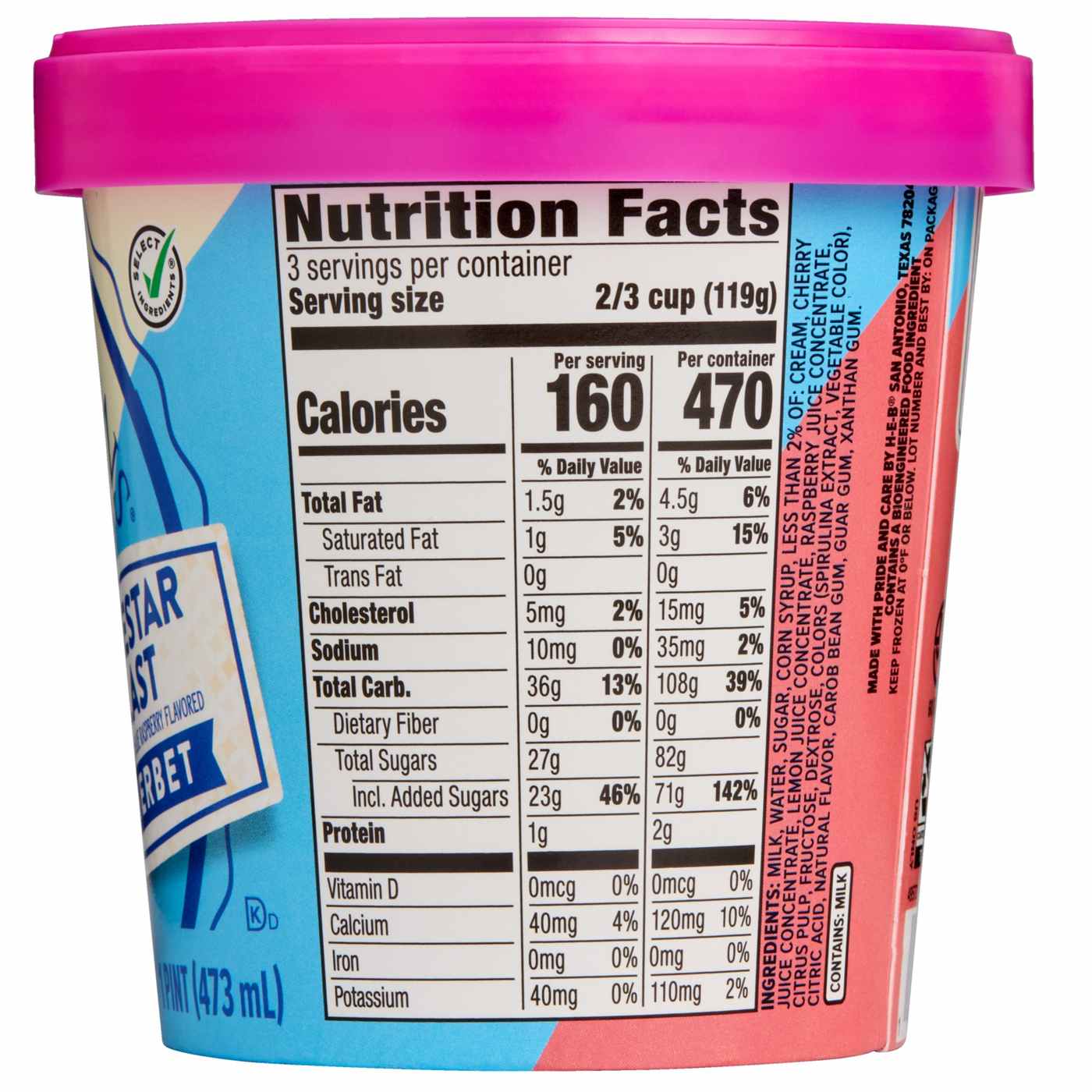 H-E-B Creamy Creations Lonestar Blast Sherbet; image 2 of 3