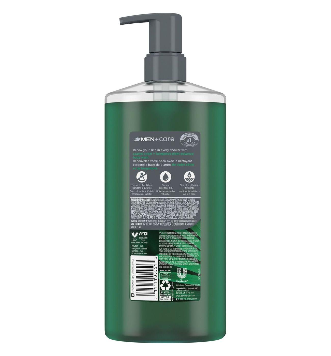 Dove Men+Care Plant-Based Moisturizing Body Wash - Coastal Cedar & Bergamot; image 3 of 3