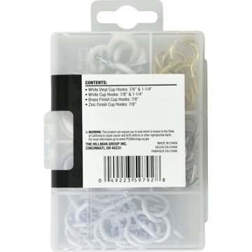 Hillman Assorted Cup Hooks, 55 pc