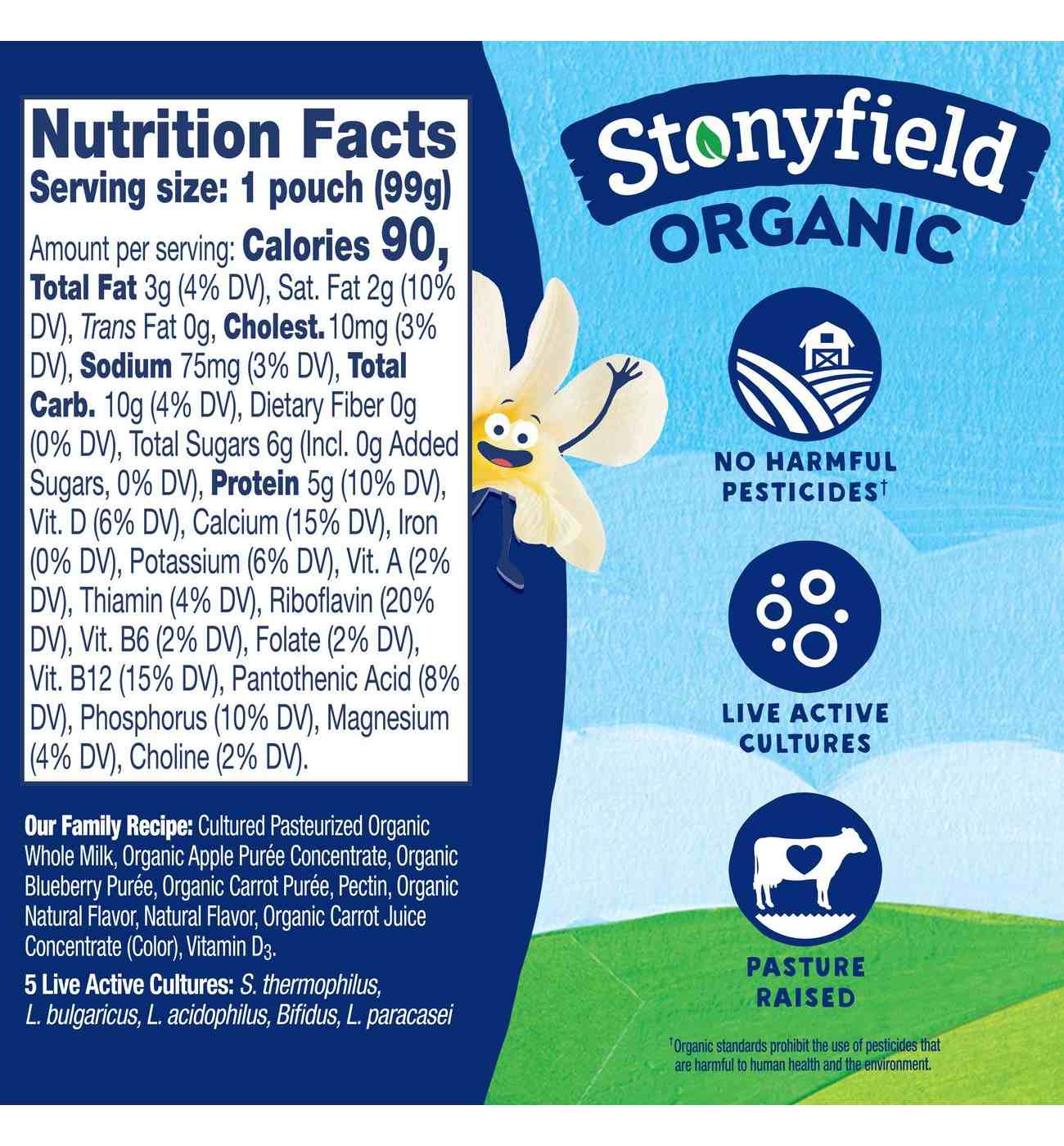 Stonyfield Organic Zero Added Sugar Yogurt Pouches - Banilla, 4 pk; image 3 of 8