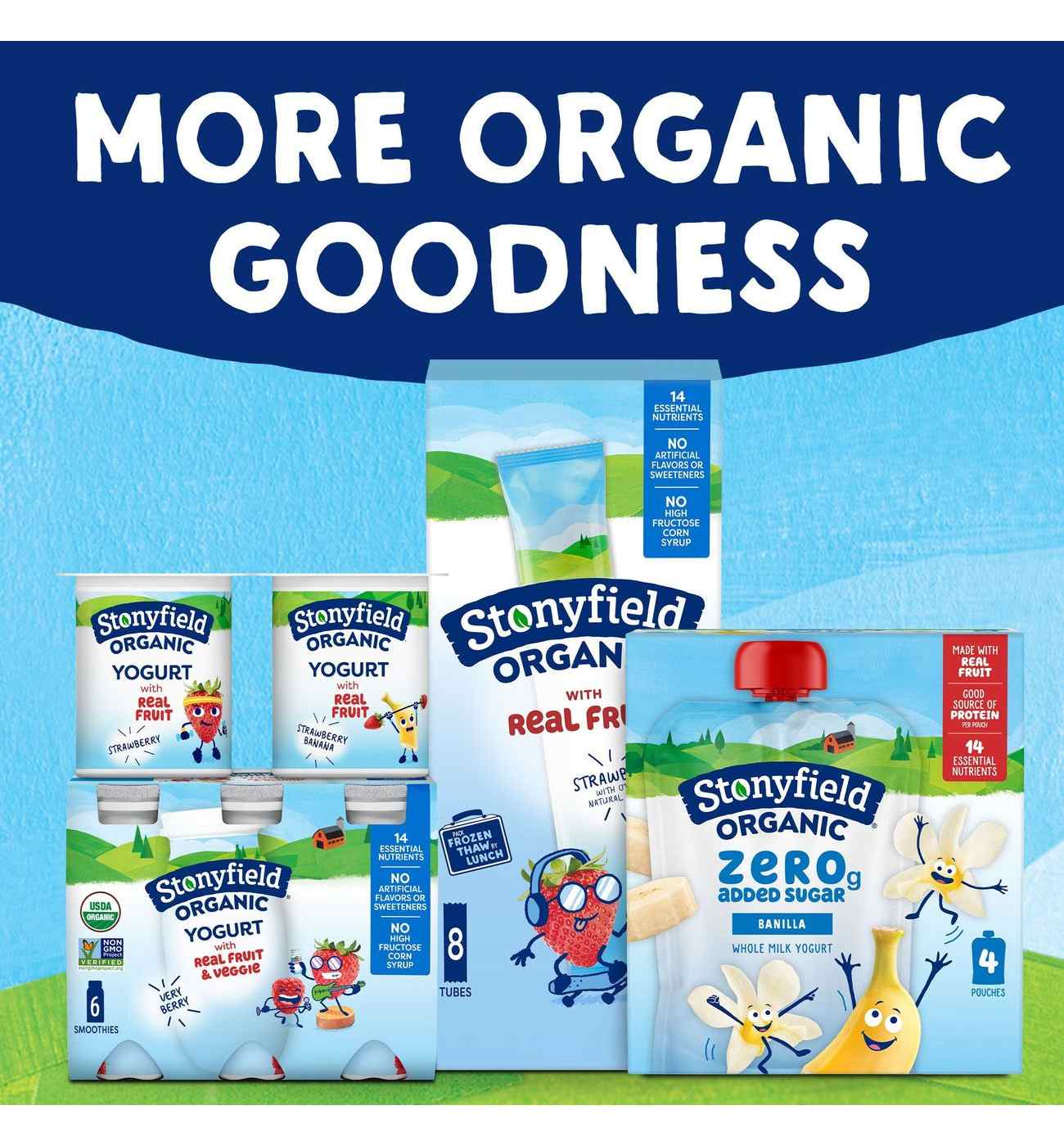 Stonyfield Organic Zero Added Sugar Yogurt Pouches - Banilla, 4 pk; image 5 of 8