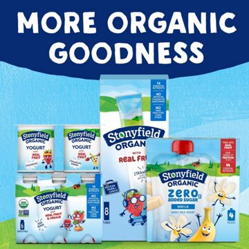 Stonyfield Organic Zero Added Sugar Yogurt Pouches - Banilla, 4 pk, 3.5 oz