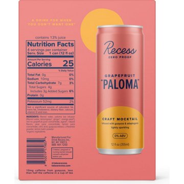 Recess Zero Proof Grapefruit Paloma Craft Mocktail 4 pk Cans