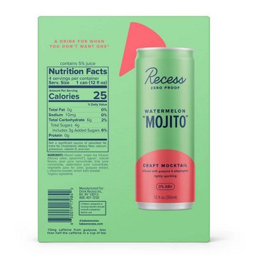 Recess Zero Proof Watermelon Mojito Craft Mocktail 4 pk Cans