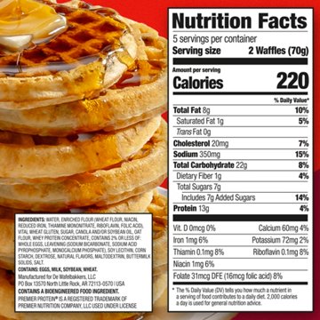 Premier Protein Buttermilk 13g Protein Frozen Waffles