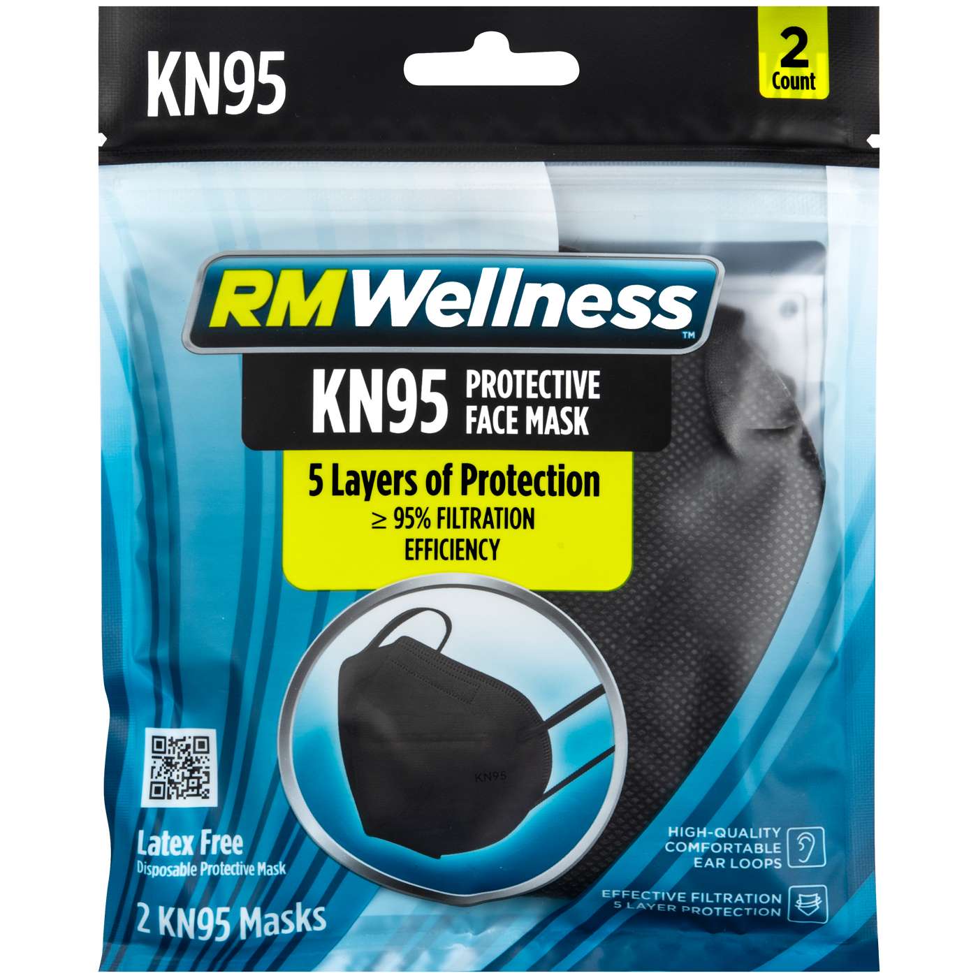 RM Wellness Disposable KN95 Face Masks - Black; image 1 of 3
