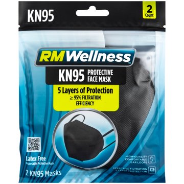 RM Wellness Disposable KN95 Face Masks - Black, 2 ct