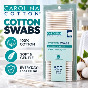 Carolina Cotton Cotton Swabs, 500 ct