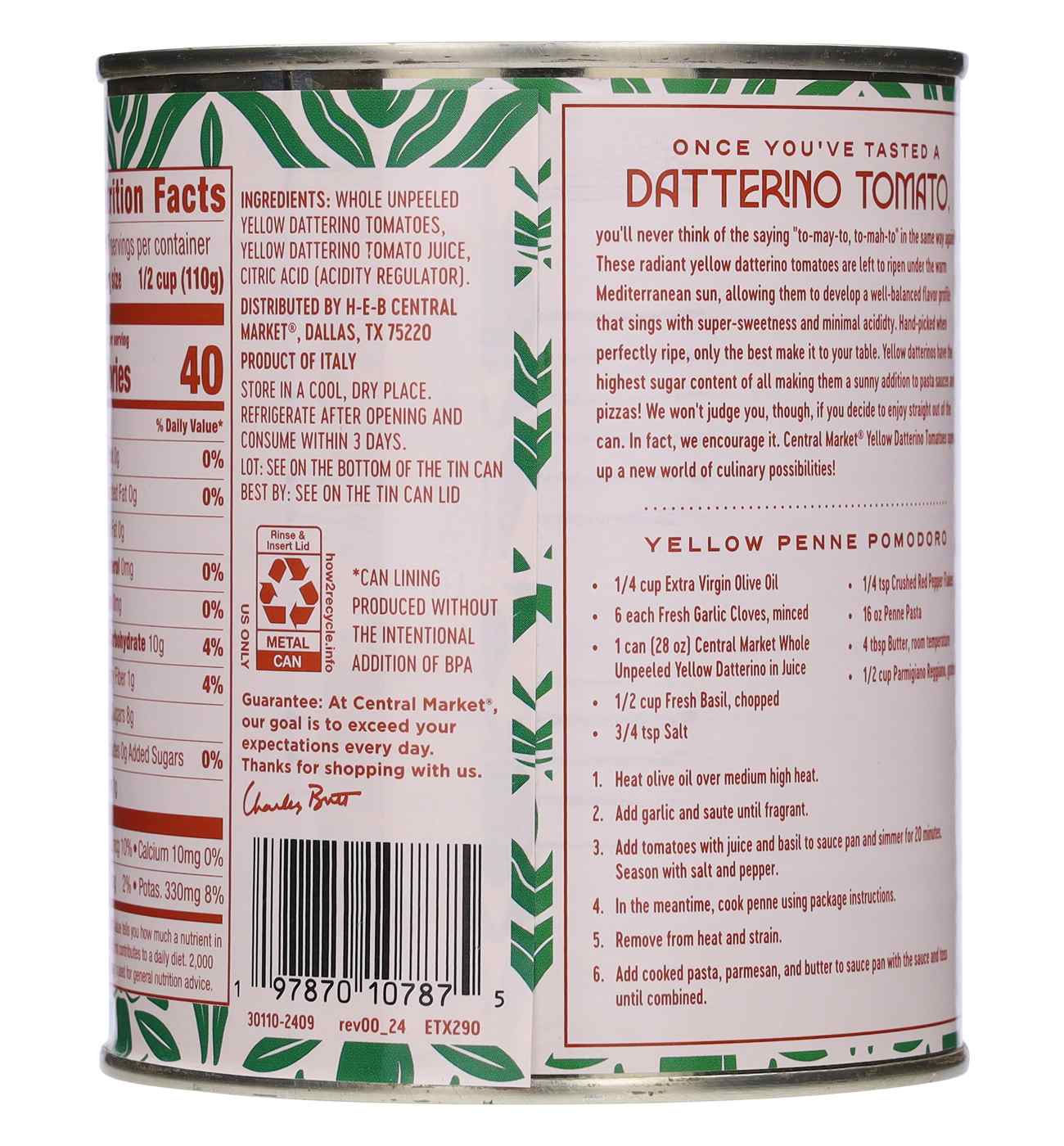 Central Market Whole Unpeeled Yellow Datterino Tomatoes in Juice; image 5 of 9