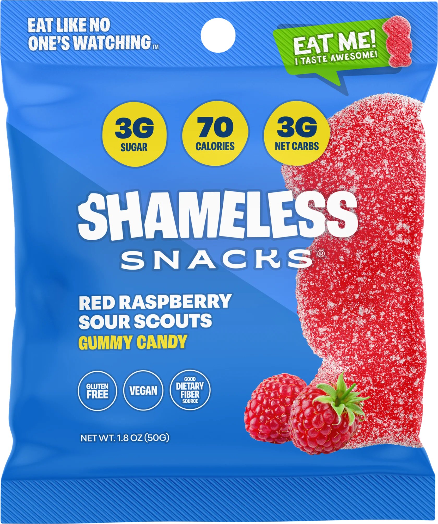 Shameless Snacks Red Raspberry Sour Scouts Gummy Candy, 1.8 oz ...
