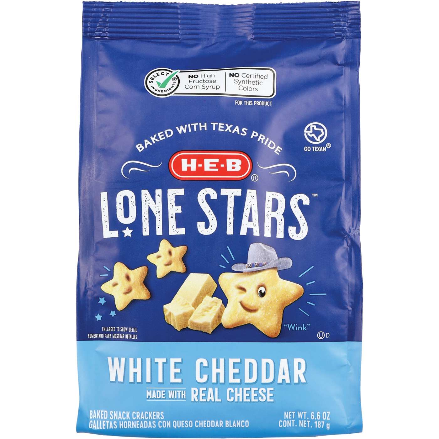 H-E-B White Cheddar Lone Stars Baked Snack Crackers; image 1 of 6