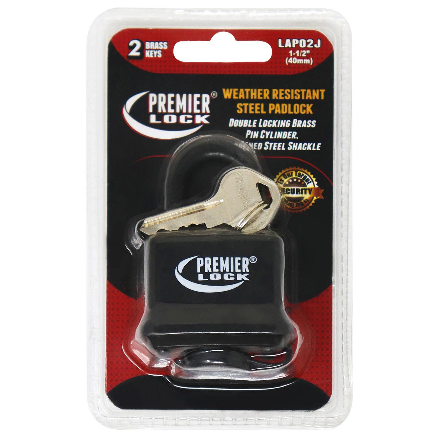 Premier Lock LAP02J Weather Resistant Steel Padlock - Black; image 1 of 2