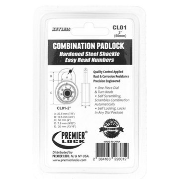 Premier Lock CL01 Combination Padlock, 2"