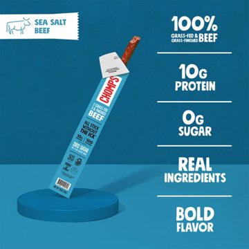 Chomps 10g Protein Sea Salt Beef Jerky Meat Sticks, 8 ct