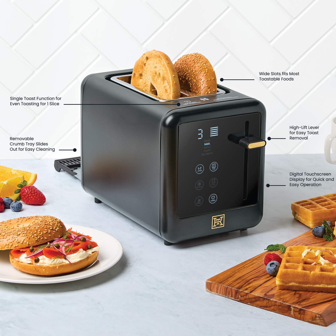 Kitchen & Table by H-E-B 2-Slice Digital Toaster - Classic Black; image 2 of 4