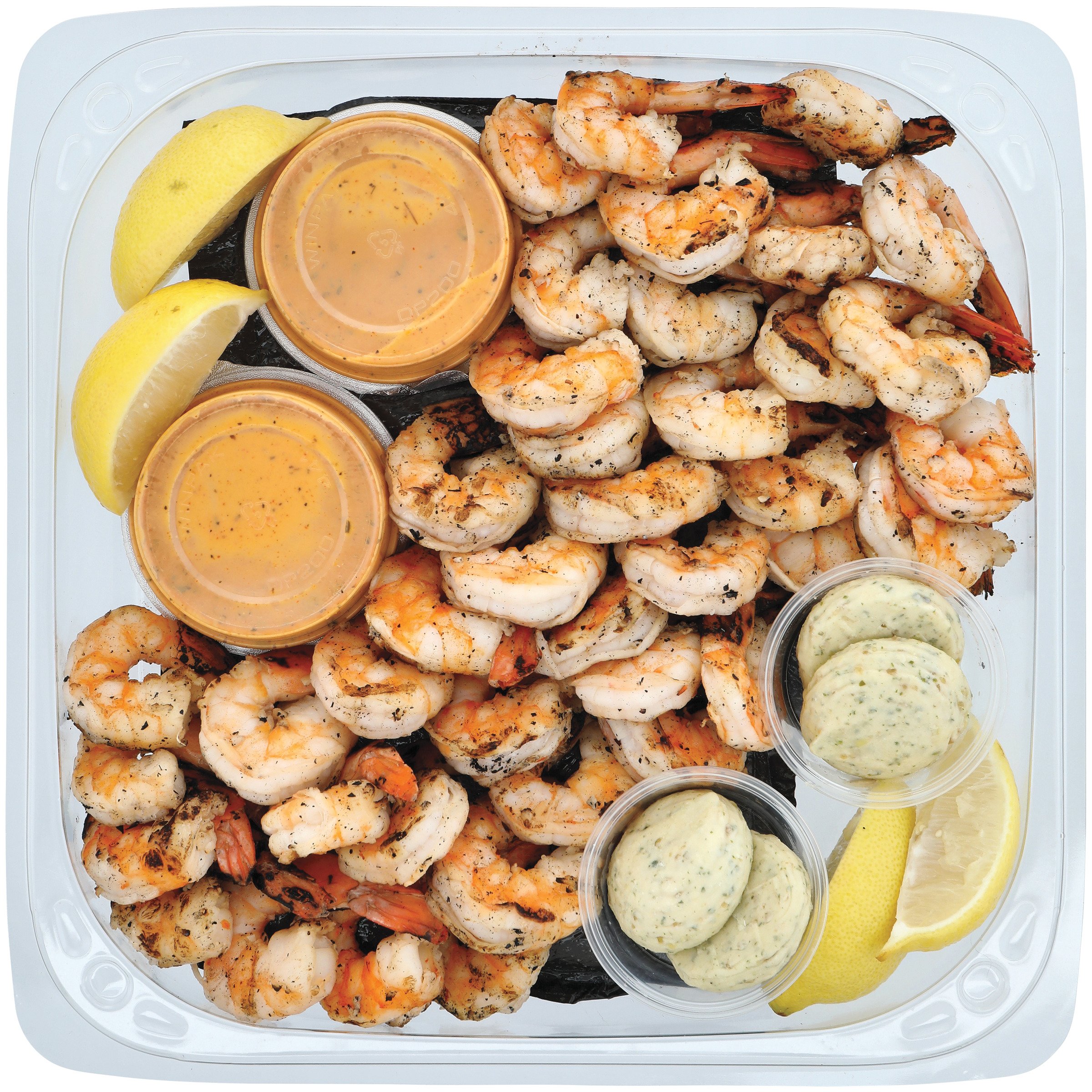 H-E-B Fish Market Grilled Shrimp Party Tray - Blackened Sauce - Shop ...