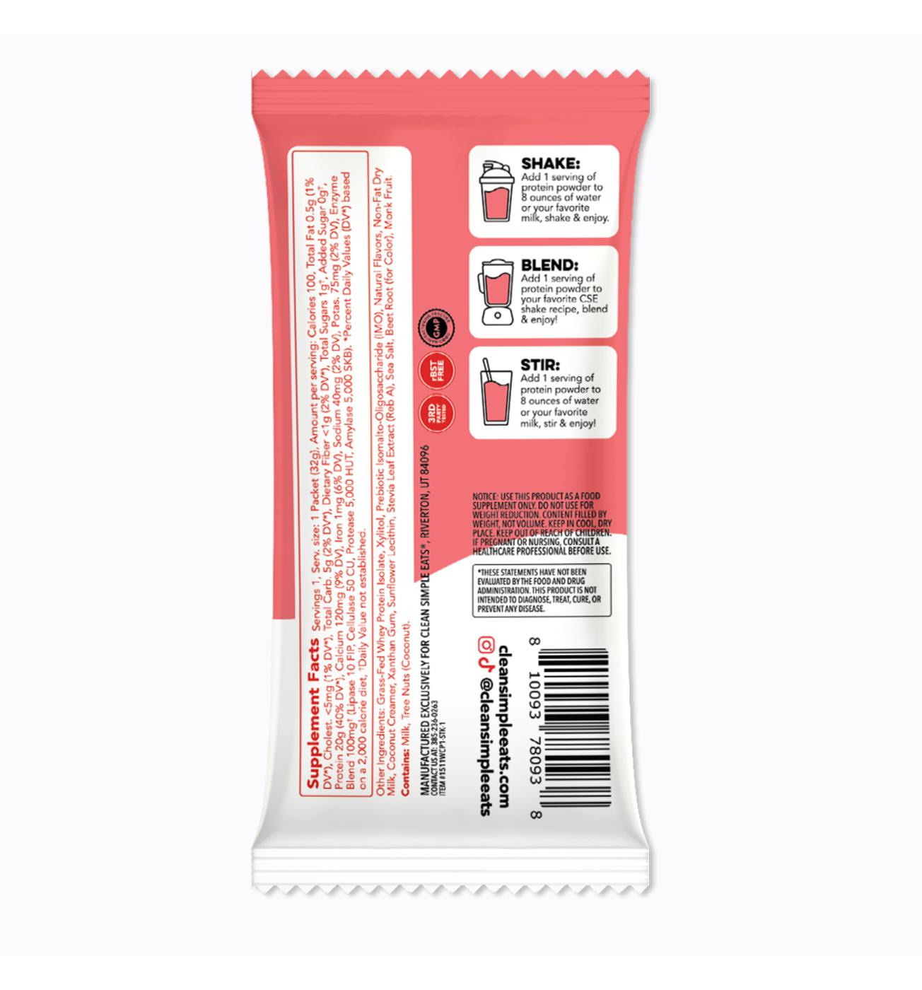 Clean Simple Eats 20g Protein Powder Packet - White Chocolate Peppermint; image 2 of 2