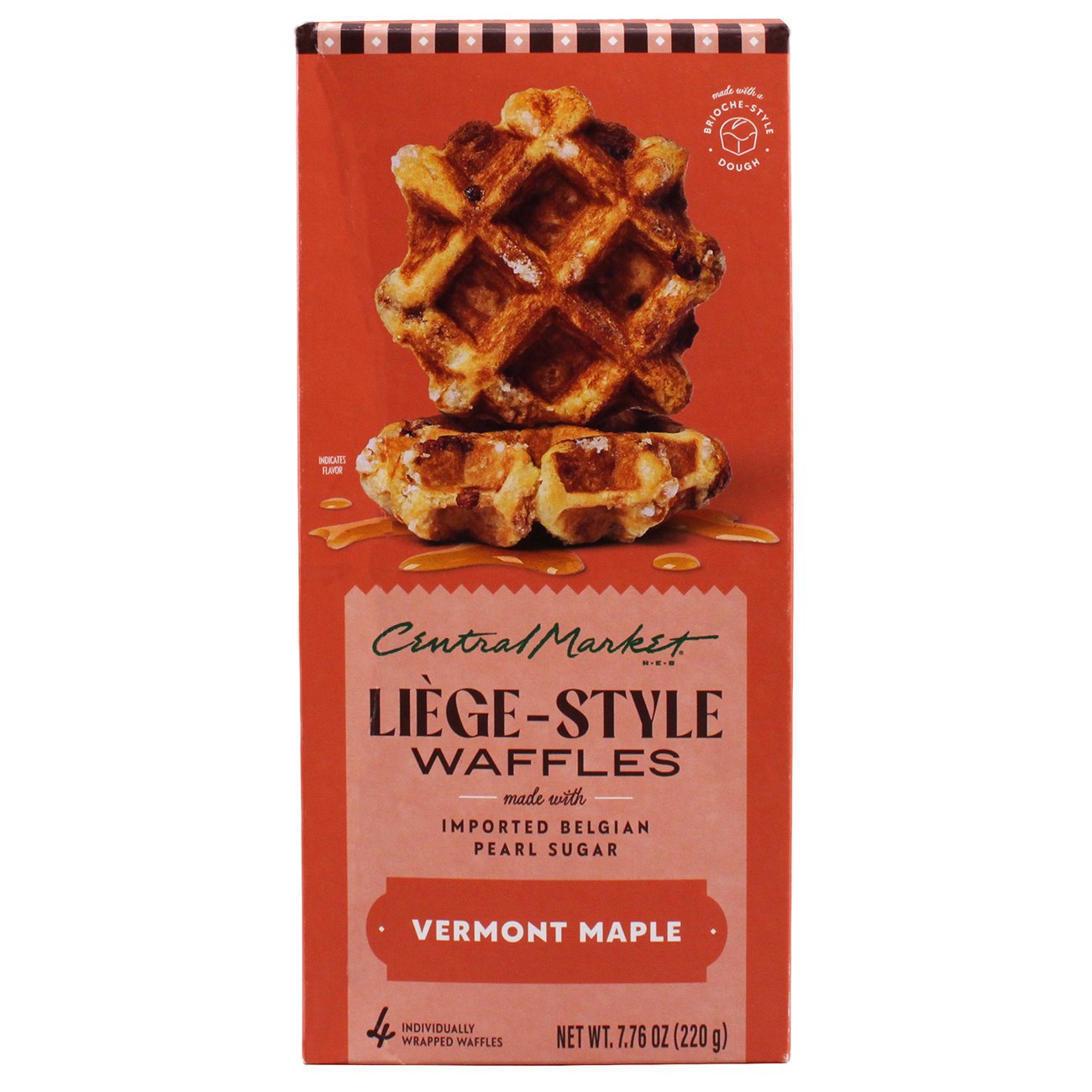 Central Market Frozen Liège Style Waffles - Dutch Cocoa, 4 ct