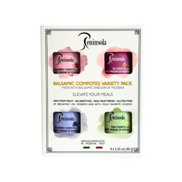 Peninsola Balsamic Compotes Variety Pack - Strawberry, Pear, Fig & Blueberry, 5.64 oz