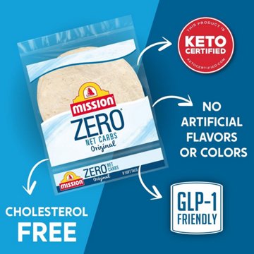 Mission Zero Net Carbs Original Flour Tortillas, Soft Taco Size, 8 ct