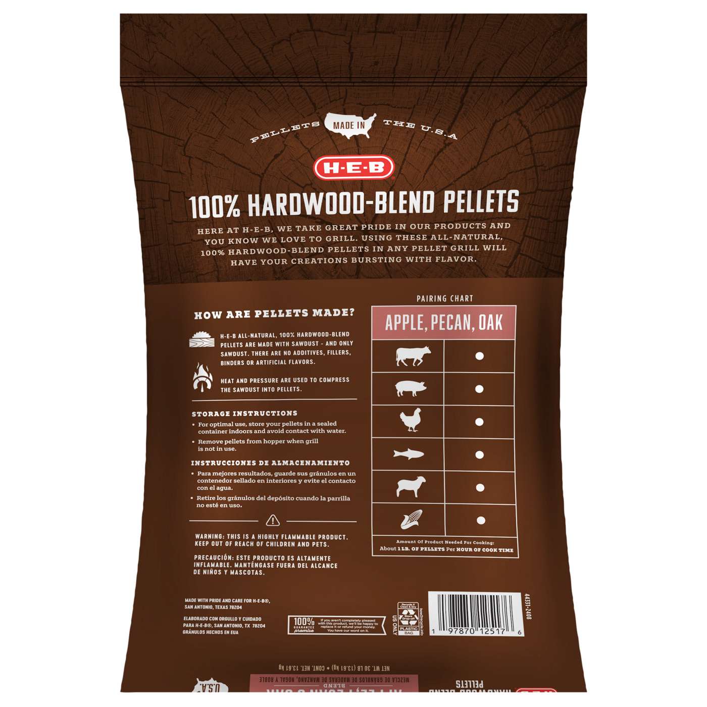 H-E-B 100% Hardwood-Blend Pellets - Apple Pecan & Oak; image 2 of 6