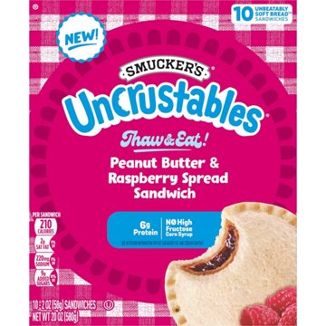 Smucker's Uncrustables Frozen Sandwiches - Peanut Butter & Raspberry, 10 ct