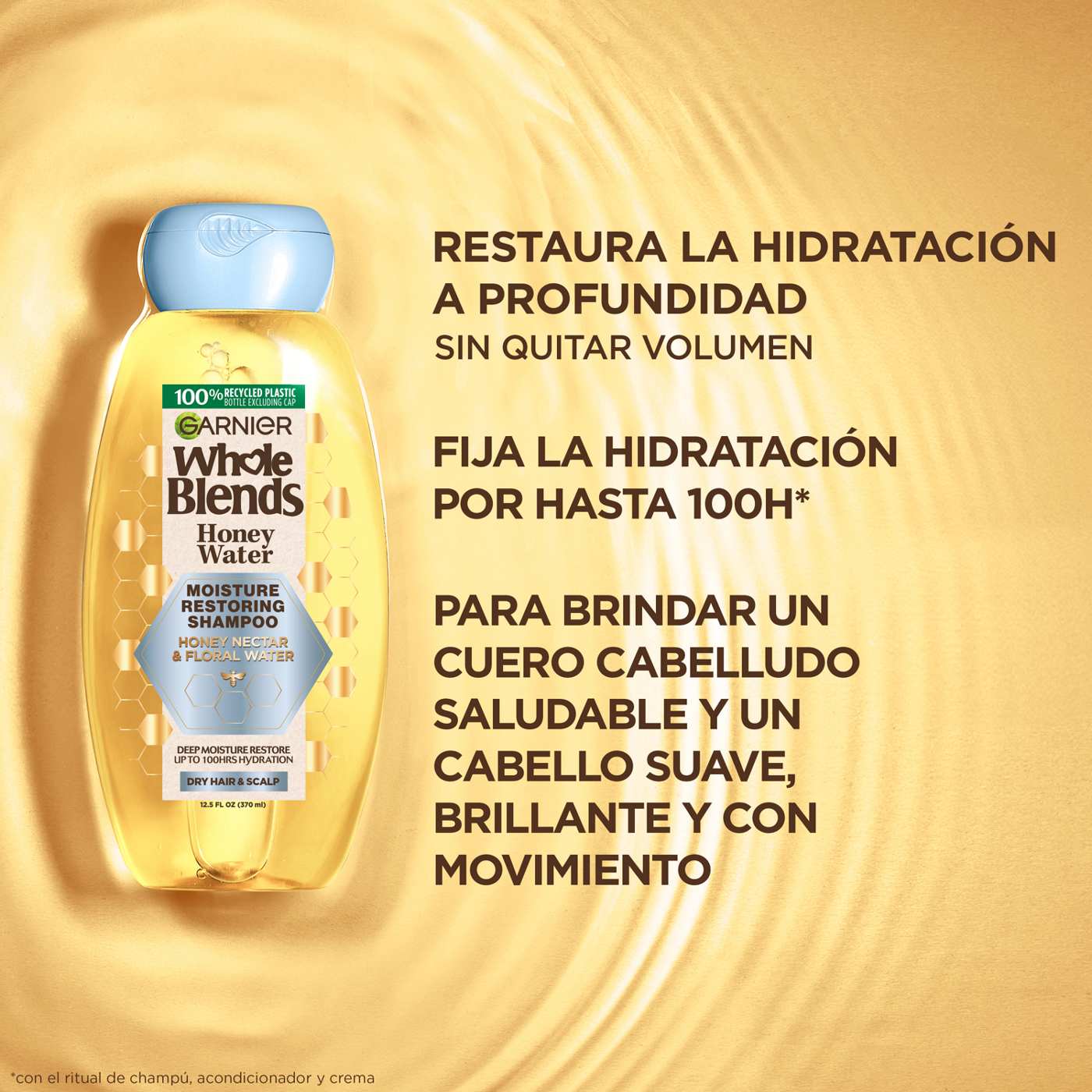 Garnier Whole Blends Honey Water Moisture Restoring Shampoo; image 3 of 6