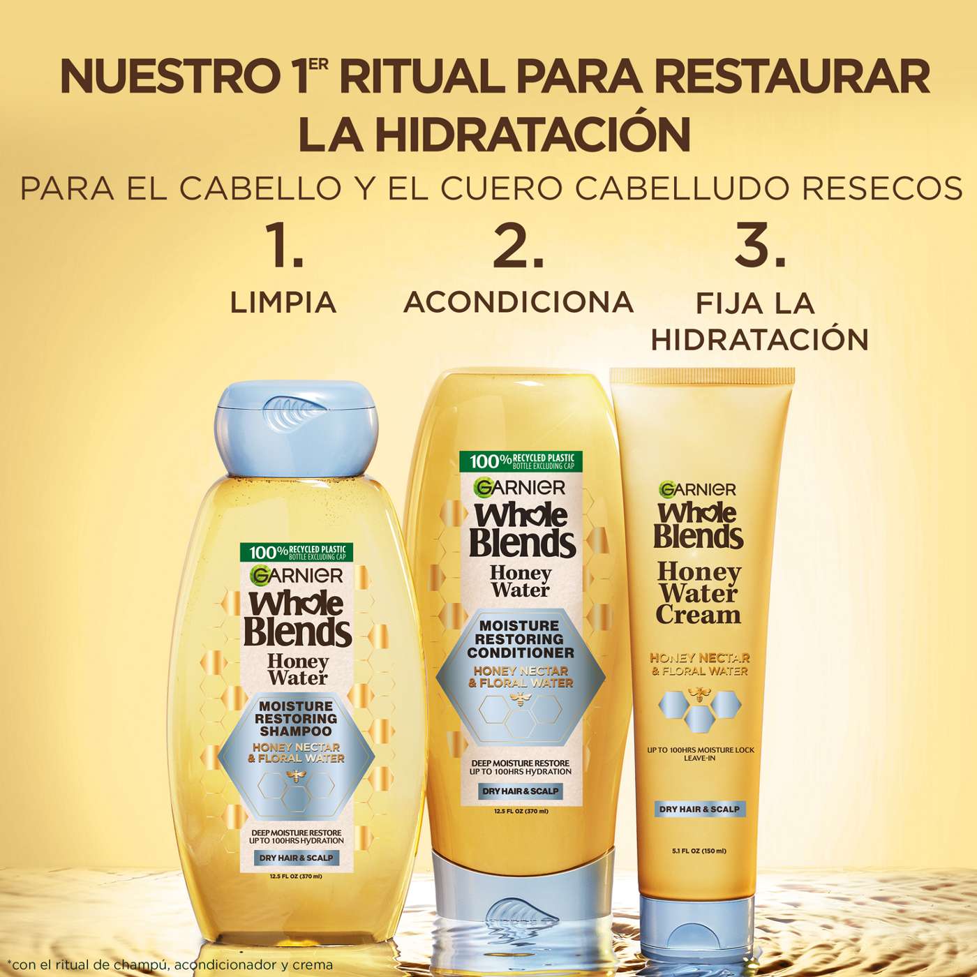 Garnier Whole Blends Honey Water Moisture Restoring Shampoo; image 6 of 6