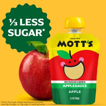Mott's No Sugar Added Applesauce Variety Pack 12 pk Pouches, 3.2 oz