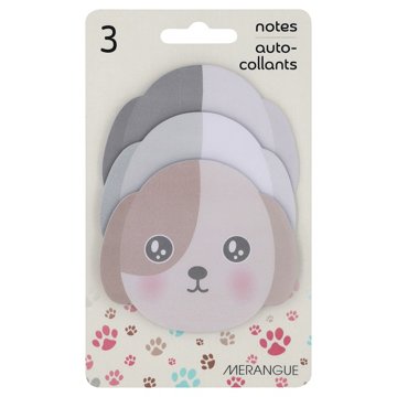 Merangue Dog Shaped Sticky Notes, 3 pk