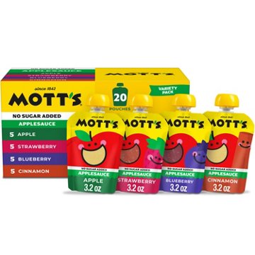 Mott's No Sugar Added Applesauce Variety Pack 20 pk Pouches, 3.2 oz