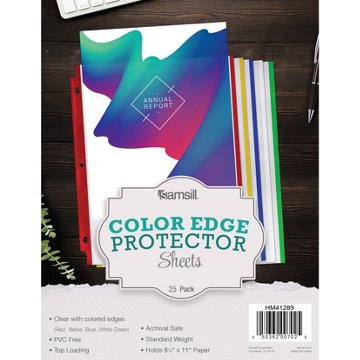 Samsill Color Edge Protector Sheets, 25 pk