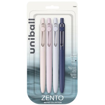 uniball Zento Muted 0.7mm Gel Pens - Black Ink, 4 pk