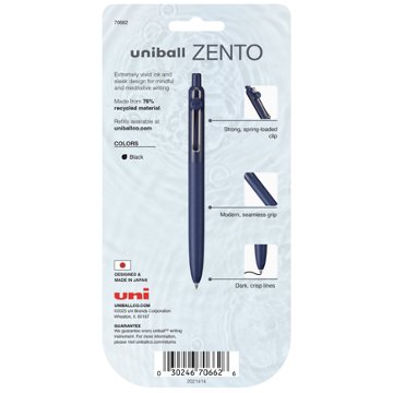 uniball Zento Muted 0.7mm Gel Pens - Black Ink, 4 pk