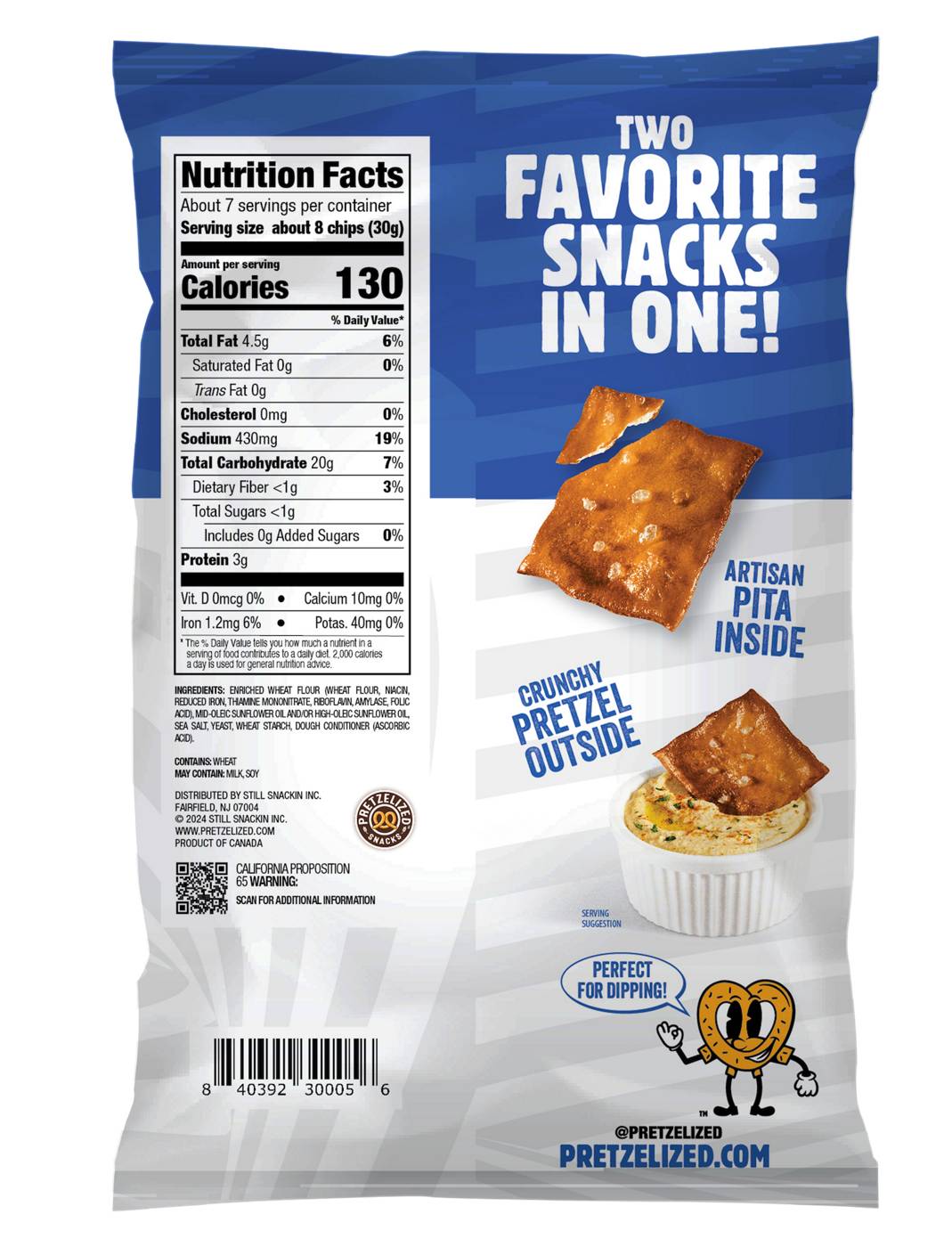 Pretzelized Snacks Pretzel Pita Chips - Sea Salt; image 2 of 2