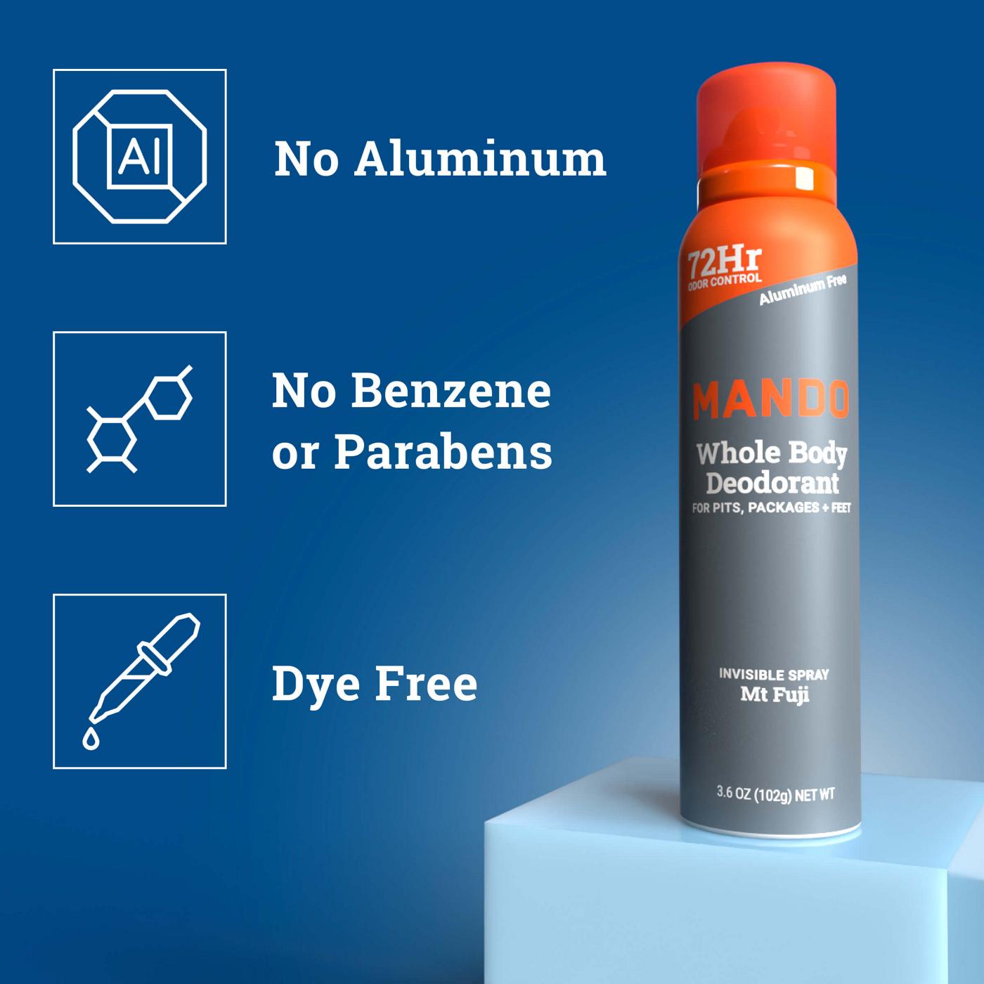 Mando Whole Body Men's Deodorant - Invisible Spray Deodorant - Aluminum Free - Mt Fuji; image 10 of 10